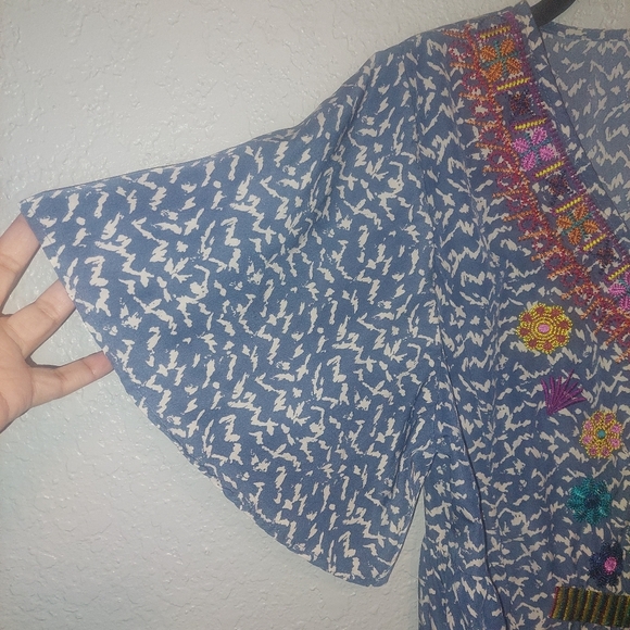 See and Be Seen MIDI Dress with Colorful Floral Embroidery over Print L - Picture 5 of 7